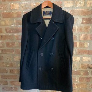 J Crew  Men’s Black Wool Pea Coat Small